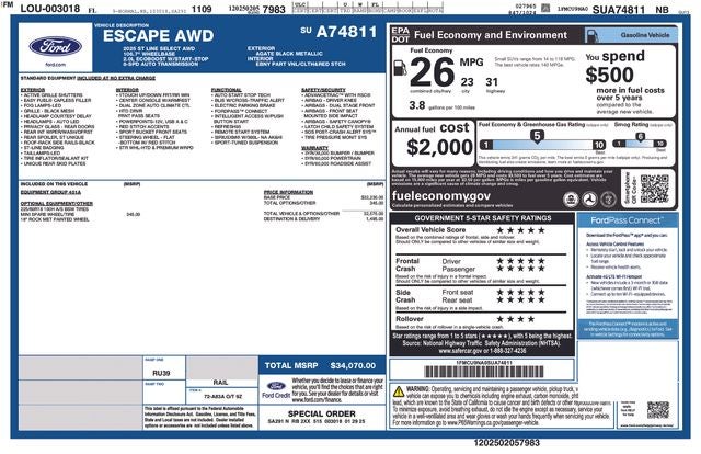 2025 Ford Escape ST-Line Select