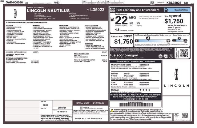 2019 Lincoln Nautilus Standard