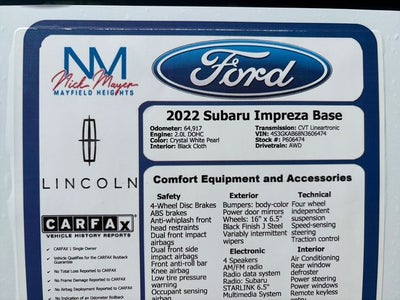 2022 Subaru Impreza Base
