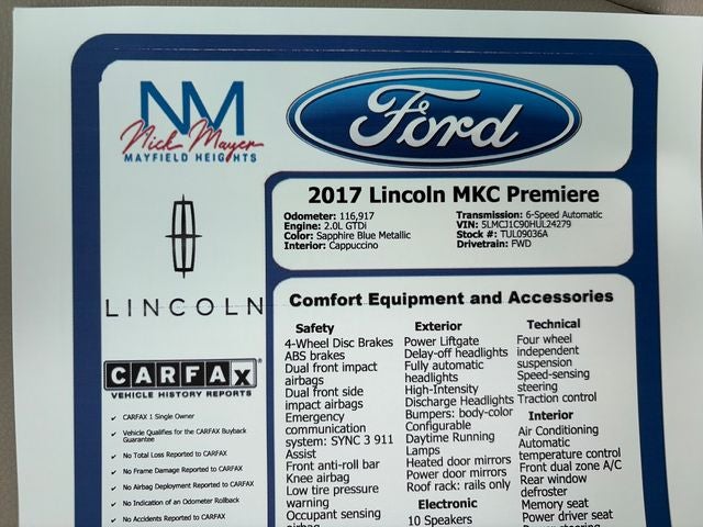 2017 Lincoln MKC Premiere