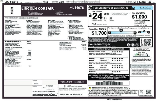 2021 Lincoln Corsair Standard