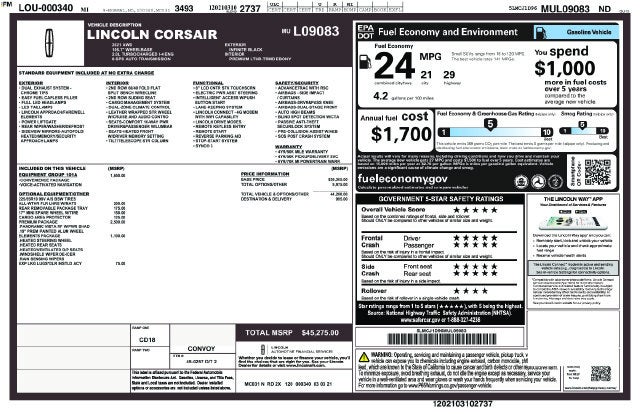 2021 Lincoln Corsair Standard
