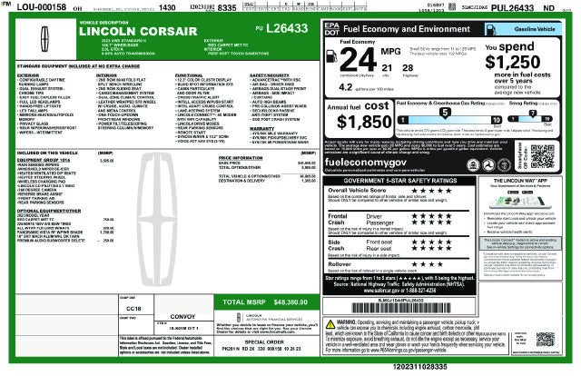 2023 Lincoln Corsair Standard