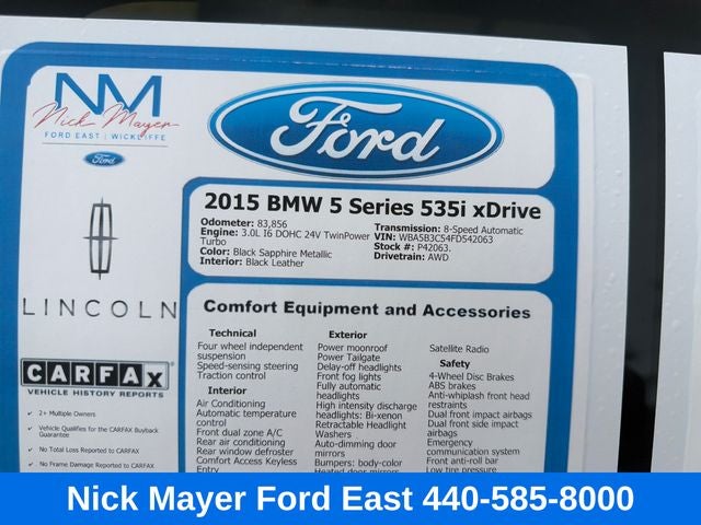 2015 BMW 5 Series 535i xDrive