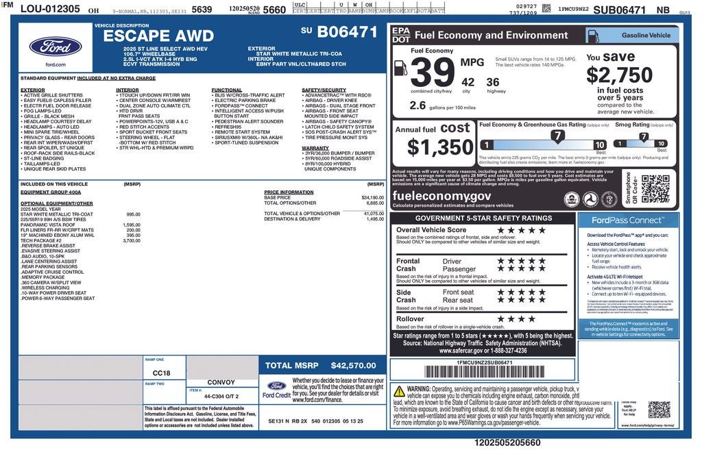 2025 Ford Escape Hybrid ST-Line Select