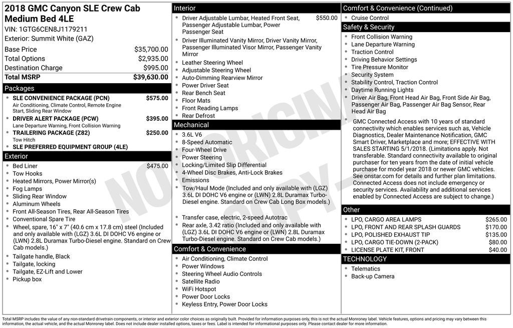 2018 GMC Canyon SLE1