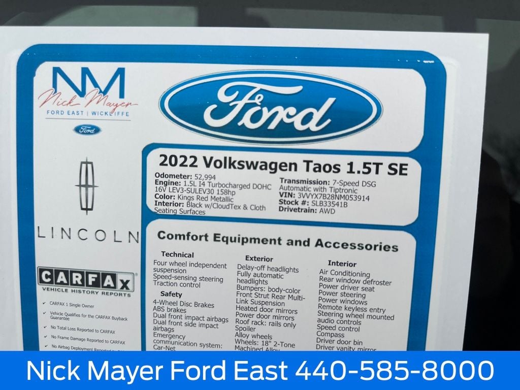 2022 Volkswagen Taos 1.5T SE