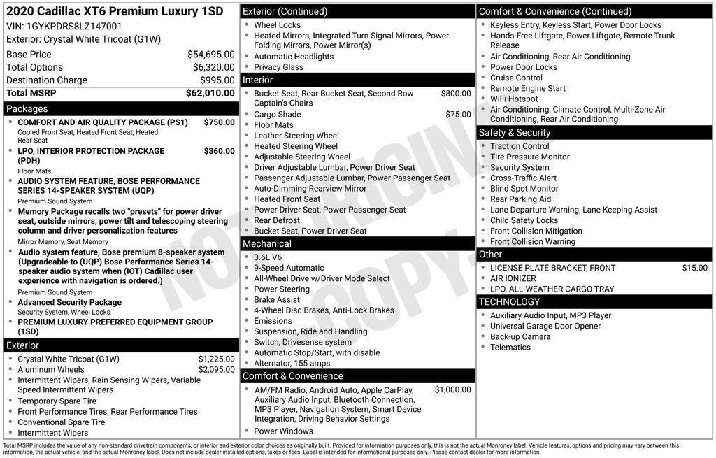 2020 Cadillac XT6 Premium Luxury
