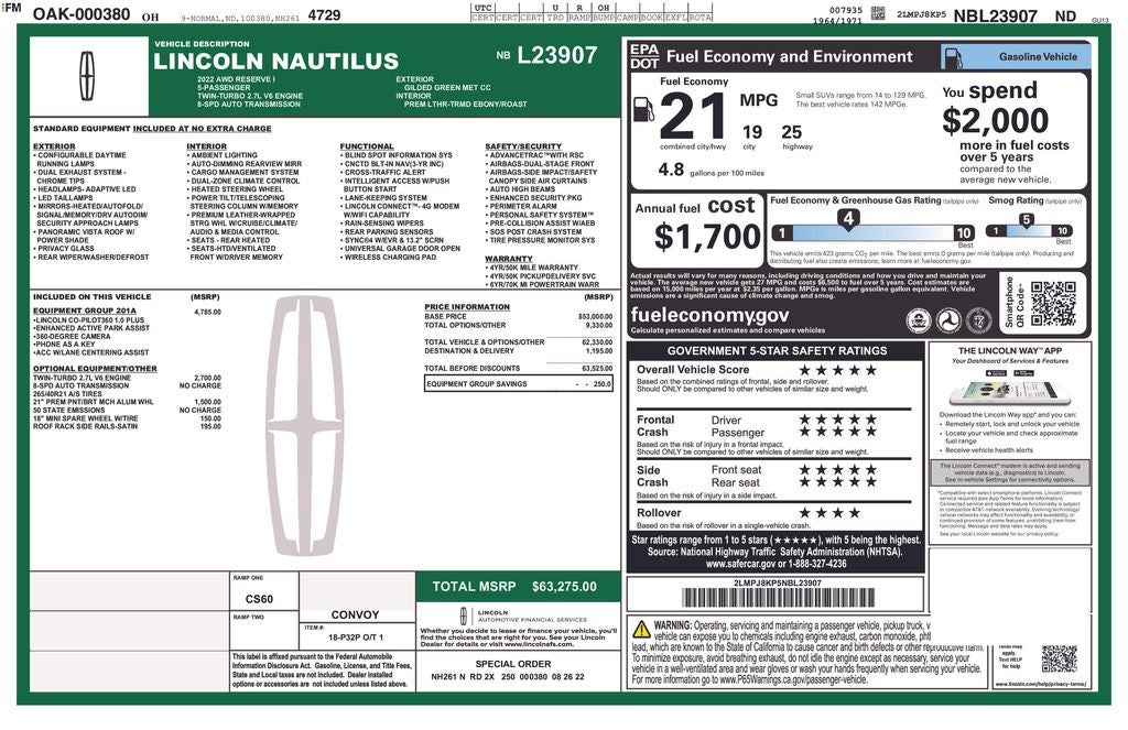 2022 Lincoln Nautilus Reserve
