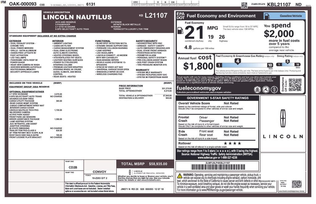 2019 Lincoln Nautilus Reserve