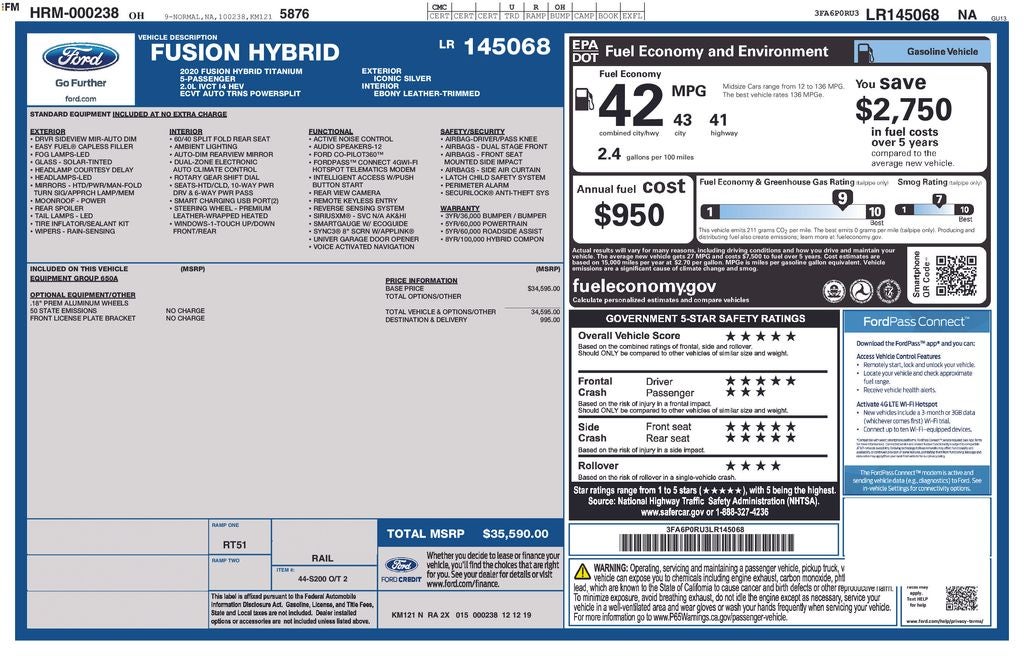 2020 Ford Fusion Hybrid Titanium