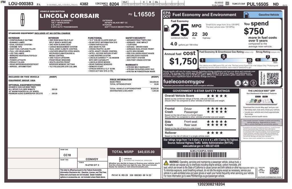 2023 Lincoln Corsair Standard