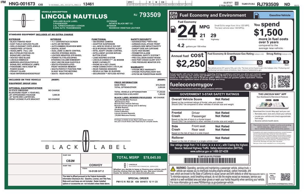 2024 Lincoln Nautilus Black Label