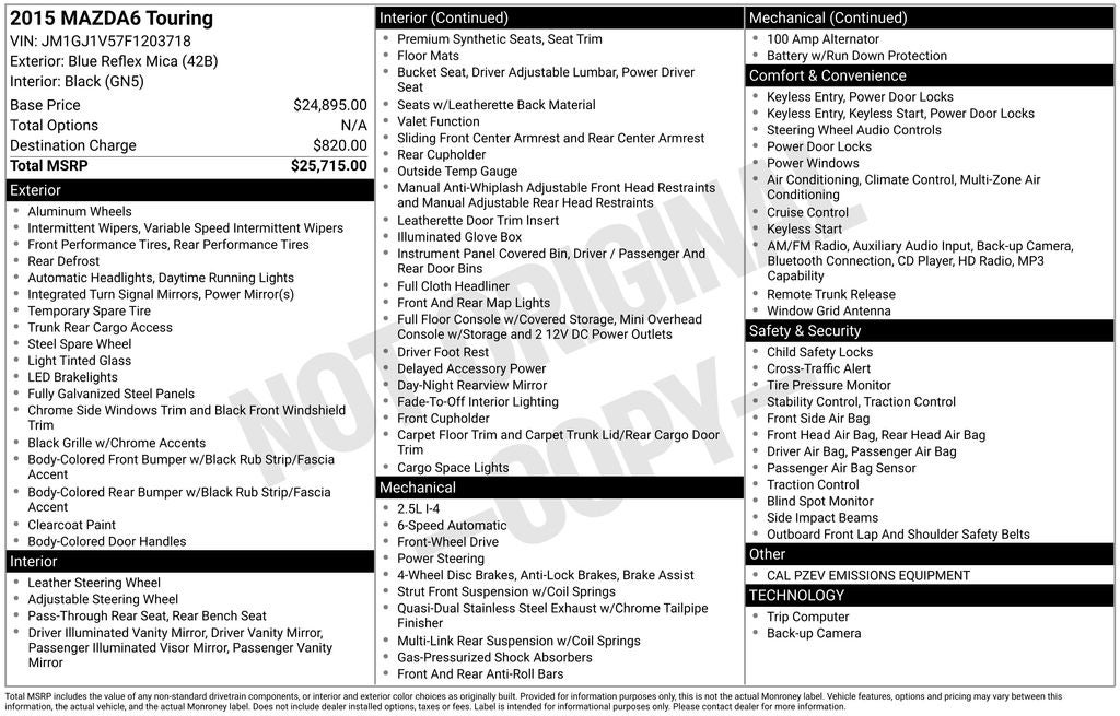 2015 Mazda Mazda6 i Touring