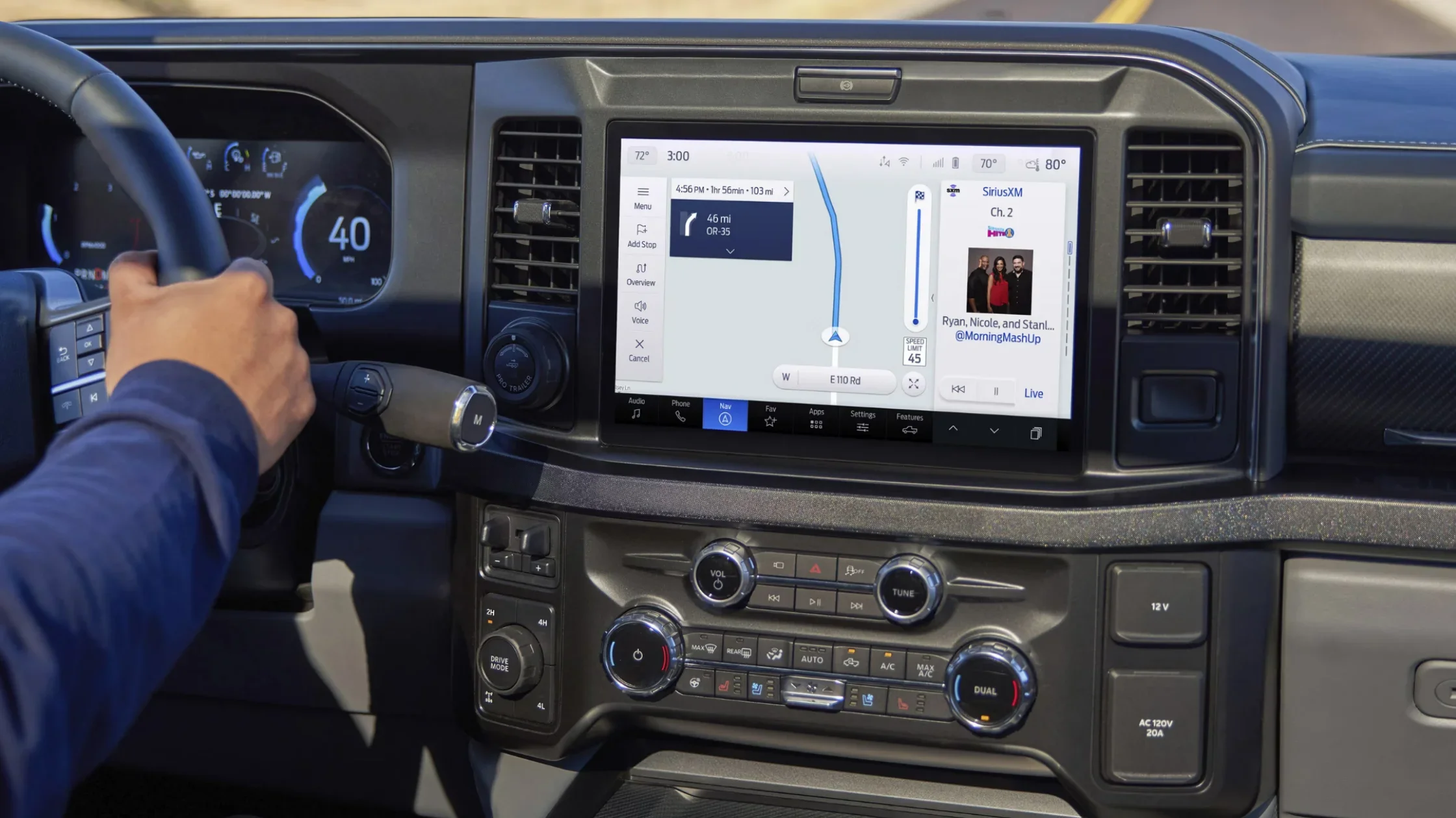 2025 Super Duty® infotainment system with navigation map and SiriusXM display.