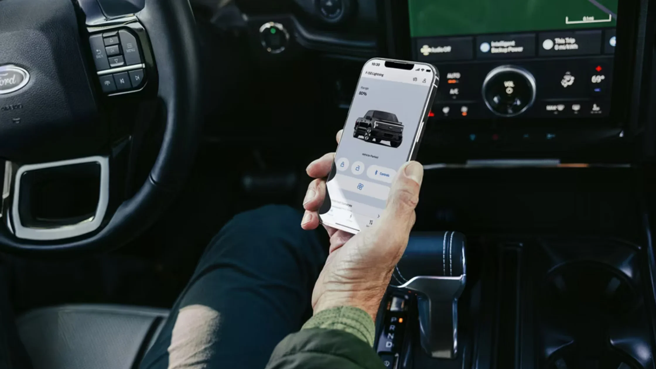 2024 Ford F-150® Lightning SYNC® 4A infotainment display with FordPass App integration inside cabin