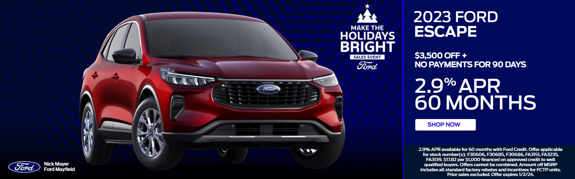 2023 Ford Escape 2.9% for 60 months